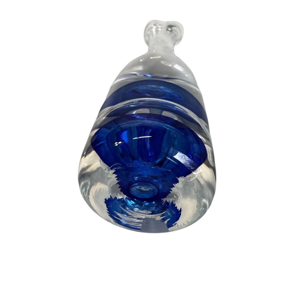 Vintage Vas Vitreum Sweden Cobalt Bubble Art Glass Bud Vase 10" Signed With Gift - Picture 5 of 11
